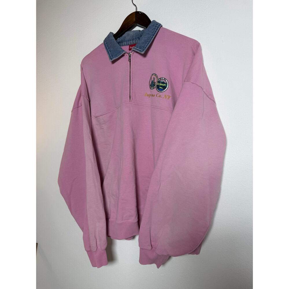 Supreme denim collar half zip sweatshirt